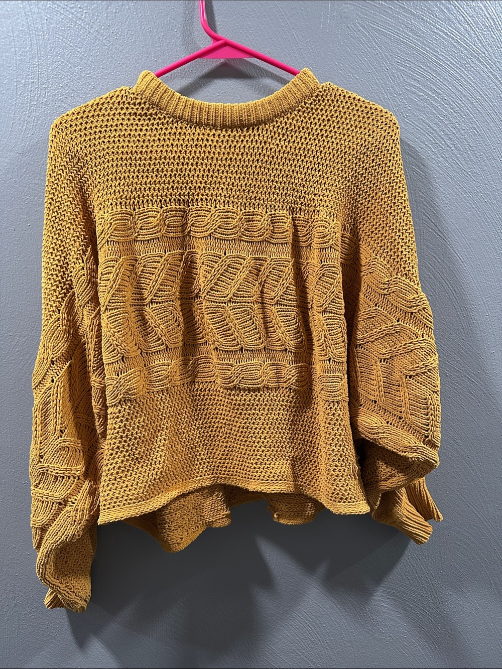 Derek Heart Mustard Cable Knit Crewneck Sweater